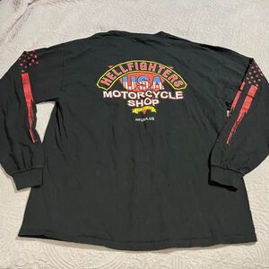 Gildan Hellfighters Motorcycle Christian Religious Men's Black Long sleeve tee